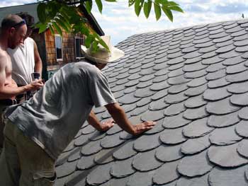 Natural Building Colloquium slate roof 2008